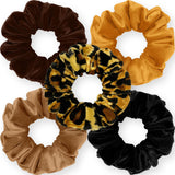 Velvet Scrunchies 5-Pack Gift Set Mini Size Premium Plush Soft Ponytail Holder Made in the USA Pine Teal Blue Aqua Jade Teal Green