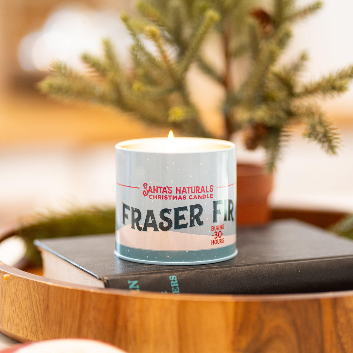 Santa's Naturals Fraser Fir Christmas Candle (9oz) | Authentic Pine Scent | Christmas Gift | Burns 30+ Hours | Made in USA | Soy and Beeswax Blend with Essential Oils | Holiday Candle