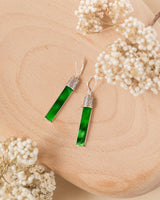Recycled Antique Bottle and Dishware and Sterling Silver Bottoms Up Lever Back Earrings (Vintage Mason Jar)