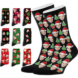 Custom Face Socks with Photo Novelty Crew Socks, Personalized Red Hearts Unisex Crew Sock Gifts for Men Women Made in USA