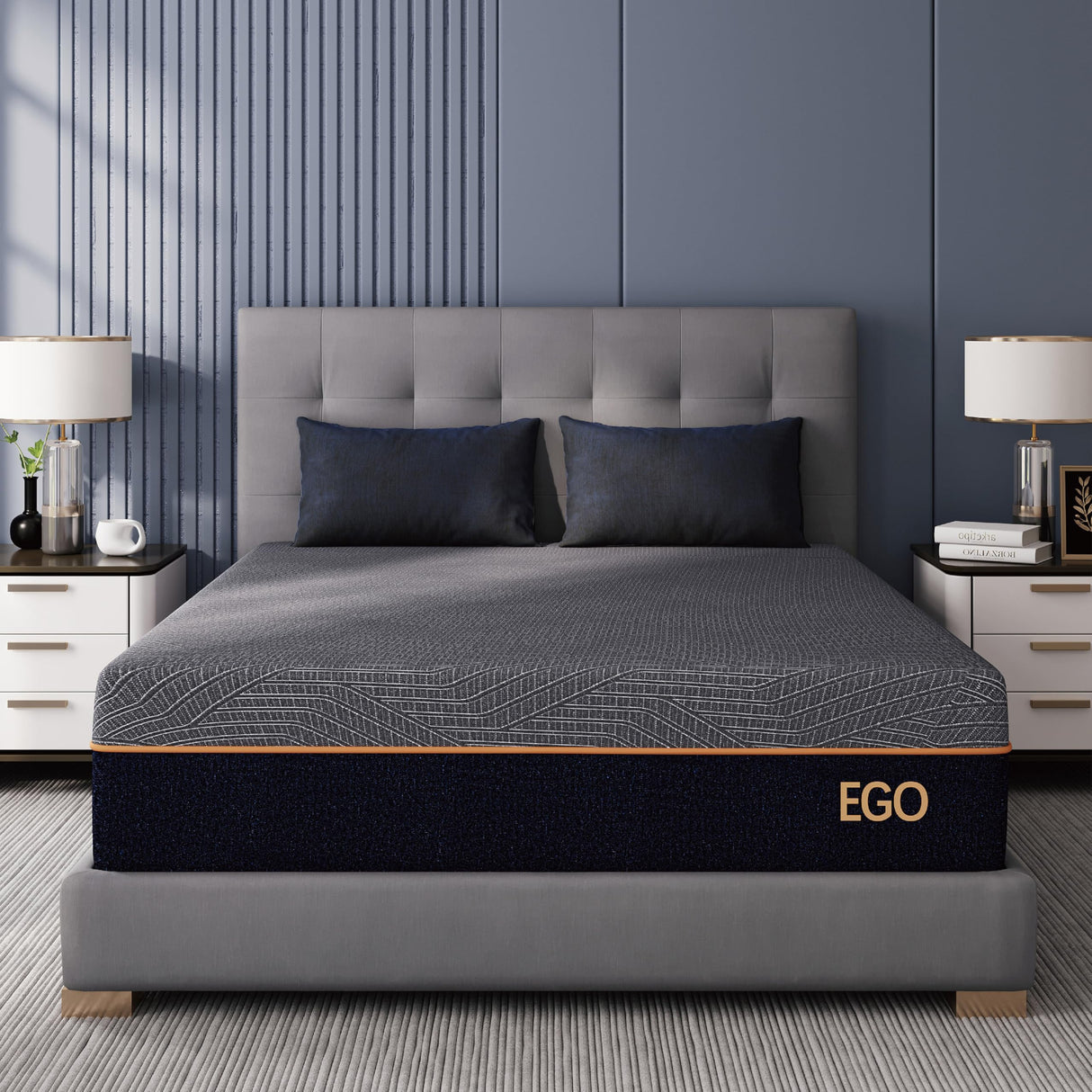 EGOHOME 14 Inch Queen Memory Foam Mattress for Back Pain, Cooling Gel Bed in a Box, Made in USA, CertiPUR-US Certified, Therapeutic Medium Mattress, 60x80x14 Black