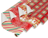 American Greetings 120 sq. ft. Christmas Wrapping Paper Set, Tan, Plaid, Snowman and Christmas Text (4 Rolls 30 in. x 12 ft., 7 Bows, 30 Gift Tags)