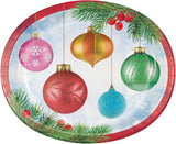 Christmas Party Supplies for 8 | Bright Ornaments Design | Festive Plates & Napkins | Made in USA