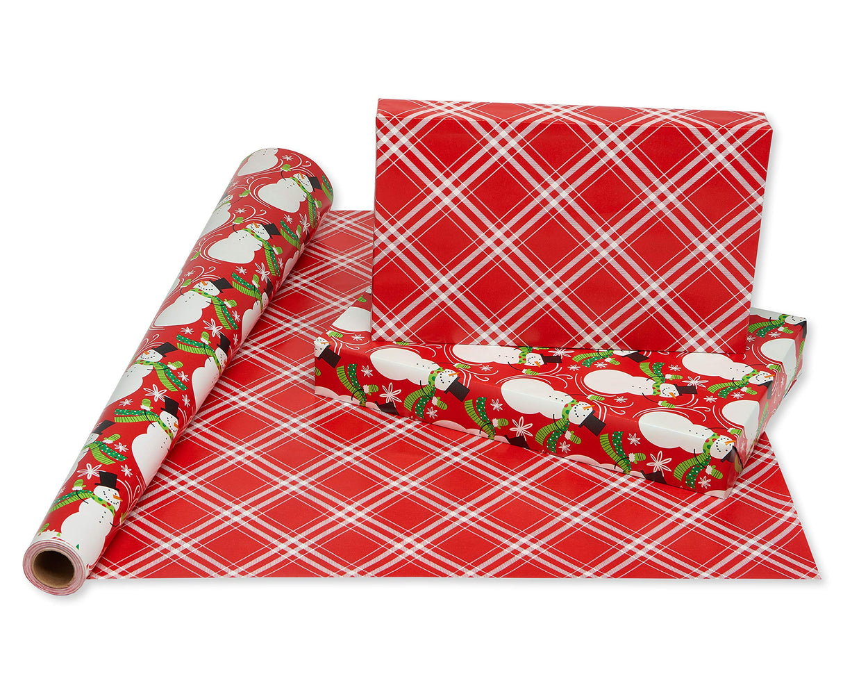 American Greetings 175 sq. ft. Reversible Wrapping Paper for Christmas and All Holidays, Red and Black Plaid (1 Jumbo Roll 30 in. x 70 ft.)