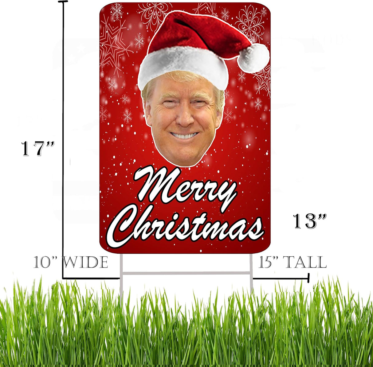 Funny Merry Christmas Trump JD Vance 2024 Yard Sign With H Stake For President Donald Trump Republican Conservative Blue