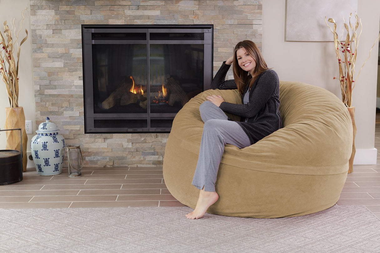 Chill Sack Bean Bag Chair: Giant 5' Memory Foam Furniture Bean Bag - Big Sofa with Soft Micro Fiber Cover - Black