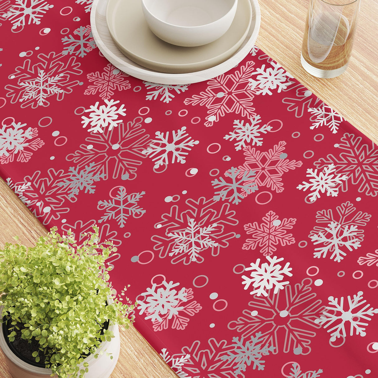 Christmas Table Runners | Garland Table Runner | Winter Decorations for Home | Festive Holiday Table Decor | Kitchen Dining Table Runner | Made in The USA | 14" x 108" Long