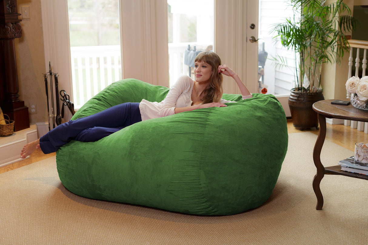 Chill Sack Bean Bag Chair: Huge 6' Memory Foam Furniture Bag and Large Lounger - Big Sofa with Soft Micro Fiber Cover - Red Furry