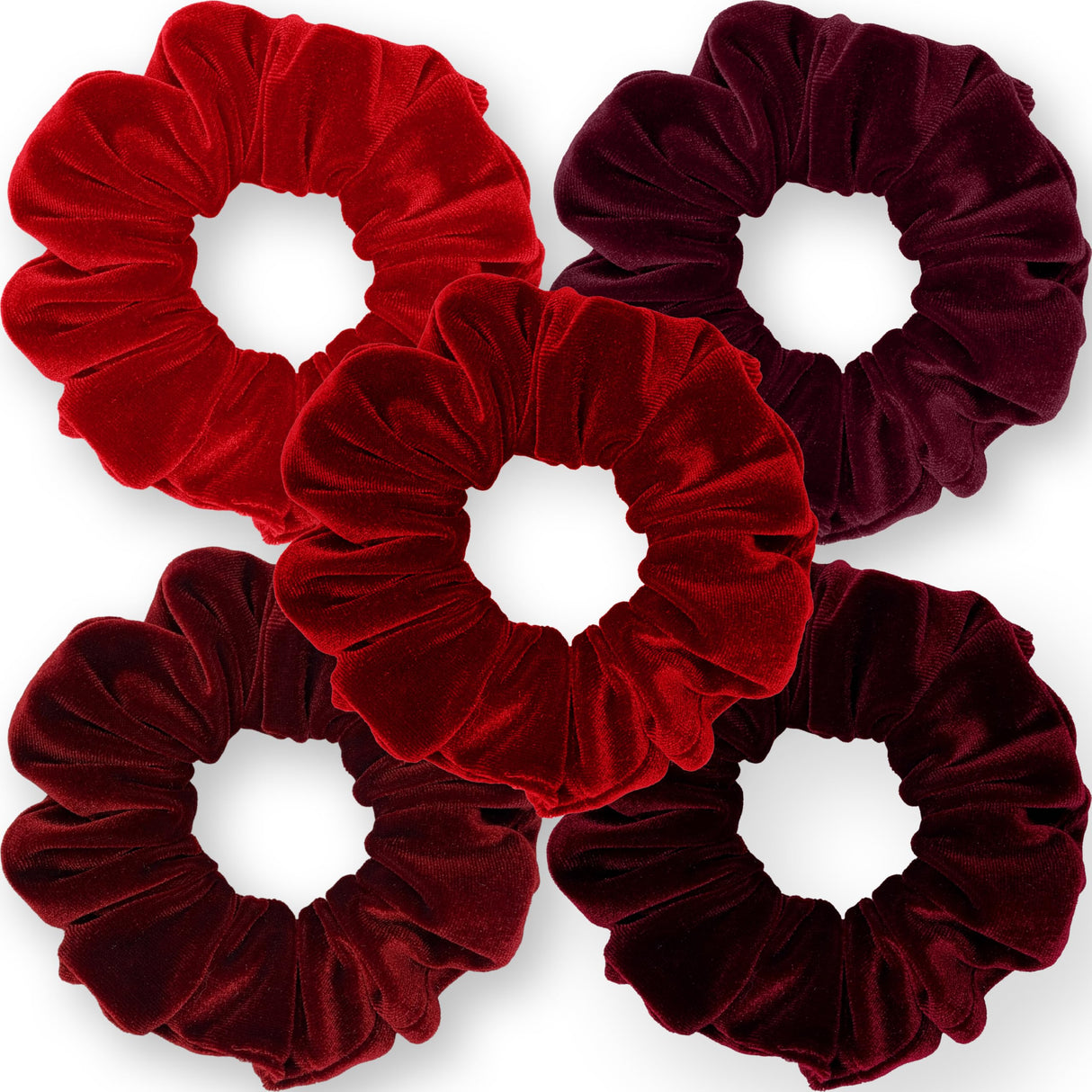 Velvet Scrunchies 5-Pack Gift Set Mini Size Premium Plush Soft Ponytail Holder Made in the USA Pine Teal Blue Aqua Jade Teal Green