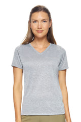 Expert Brand USA-Made Women's Short Sleeve Natural-Feel Jersey Activewear V-Neck T-Shirt