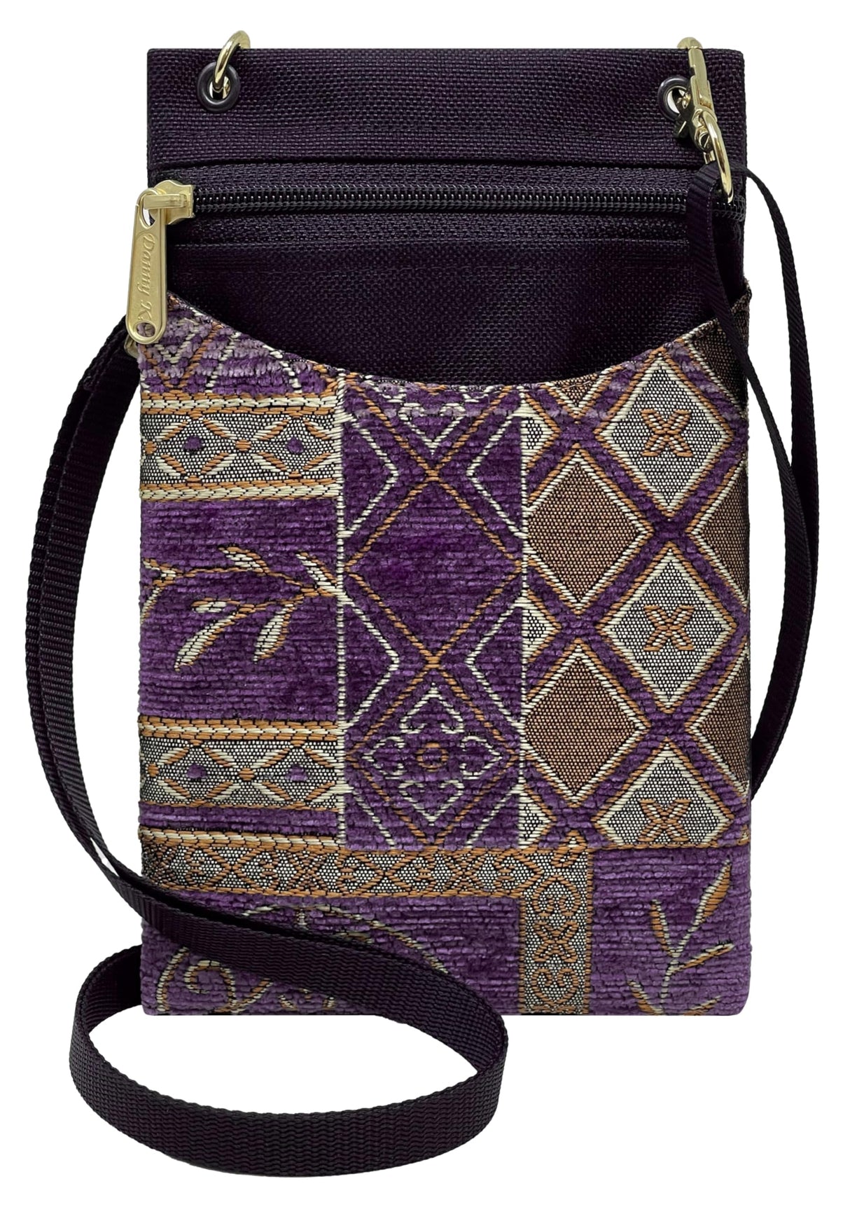 Danny K. Women's Tapestry Crossbody Cell Phone or Passport Purse, Handmade in USA