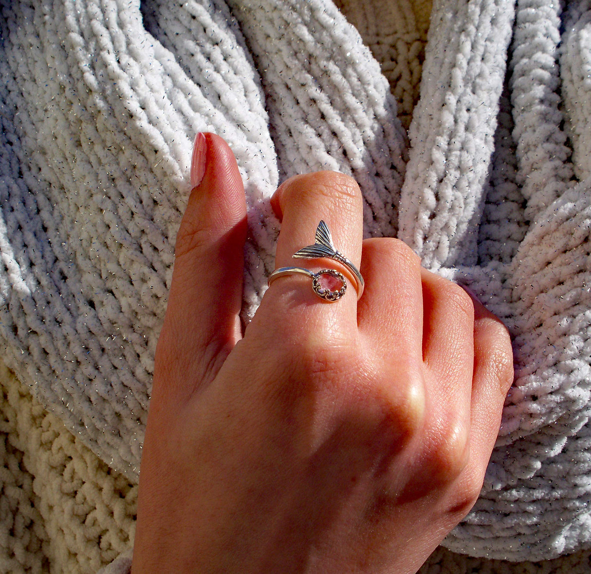 Bottled Up Designs Handmade Mermaid Adjustable Ring, Recycled Bottle Glass, Sterling Silver, Eco Friendly, Made in USA, Birthday Gifts, Mothers Day, Women, Anniversary (Mason Jar Aqua)