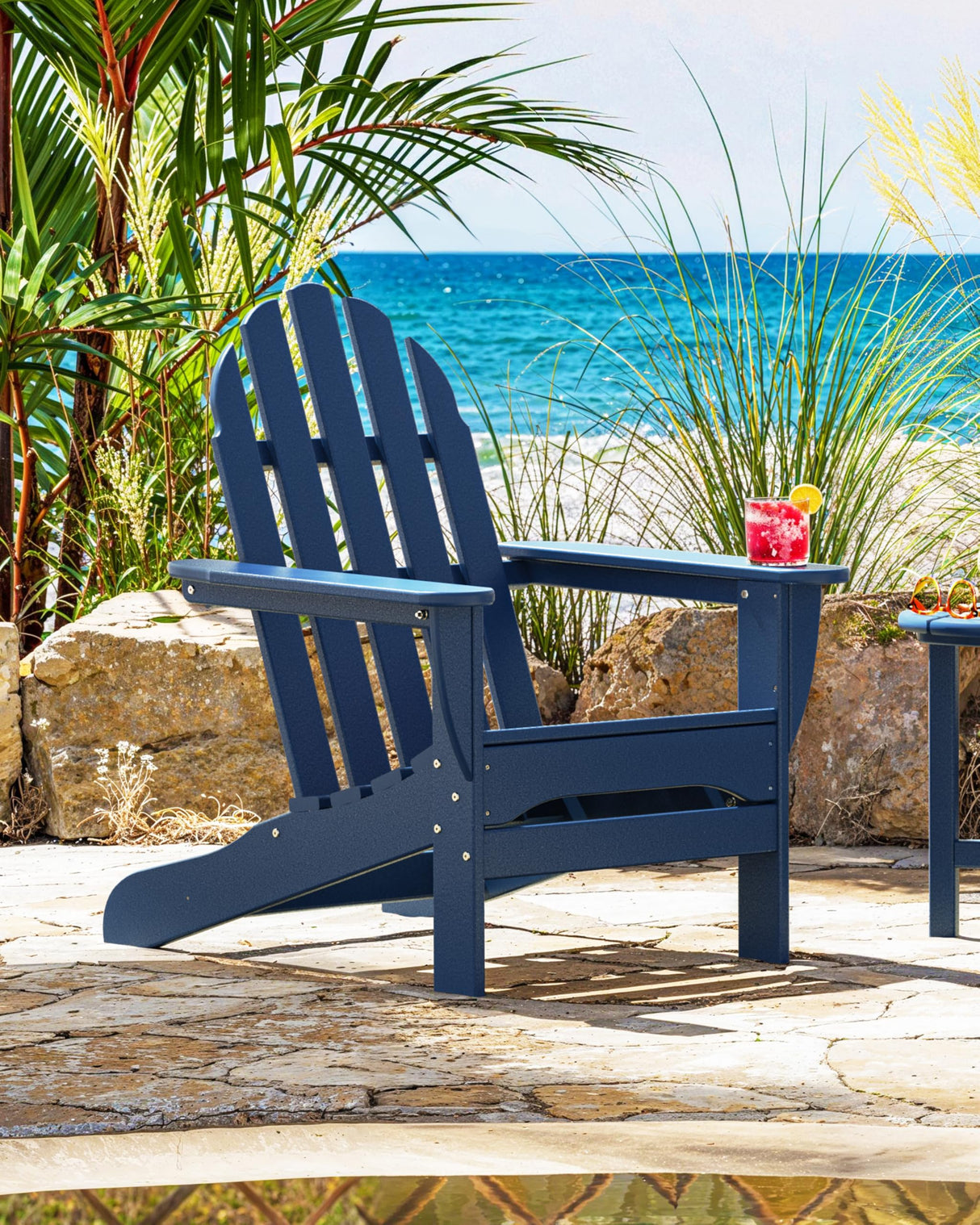 POLYWOOD AD4030PB Classic Outdoor Adirondack Chair, Pacific Blue