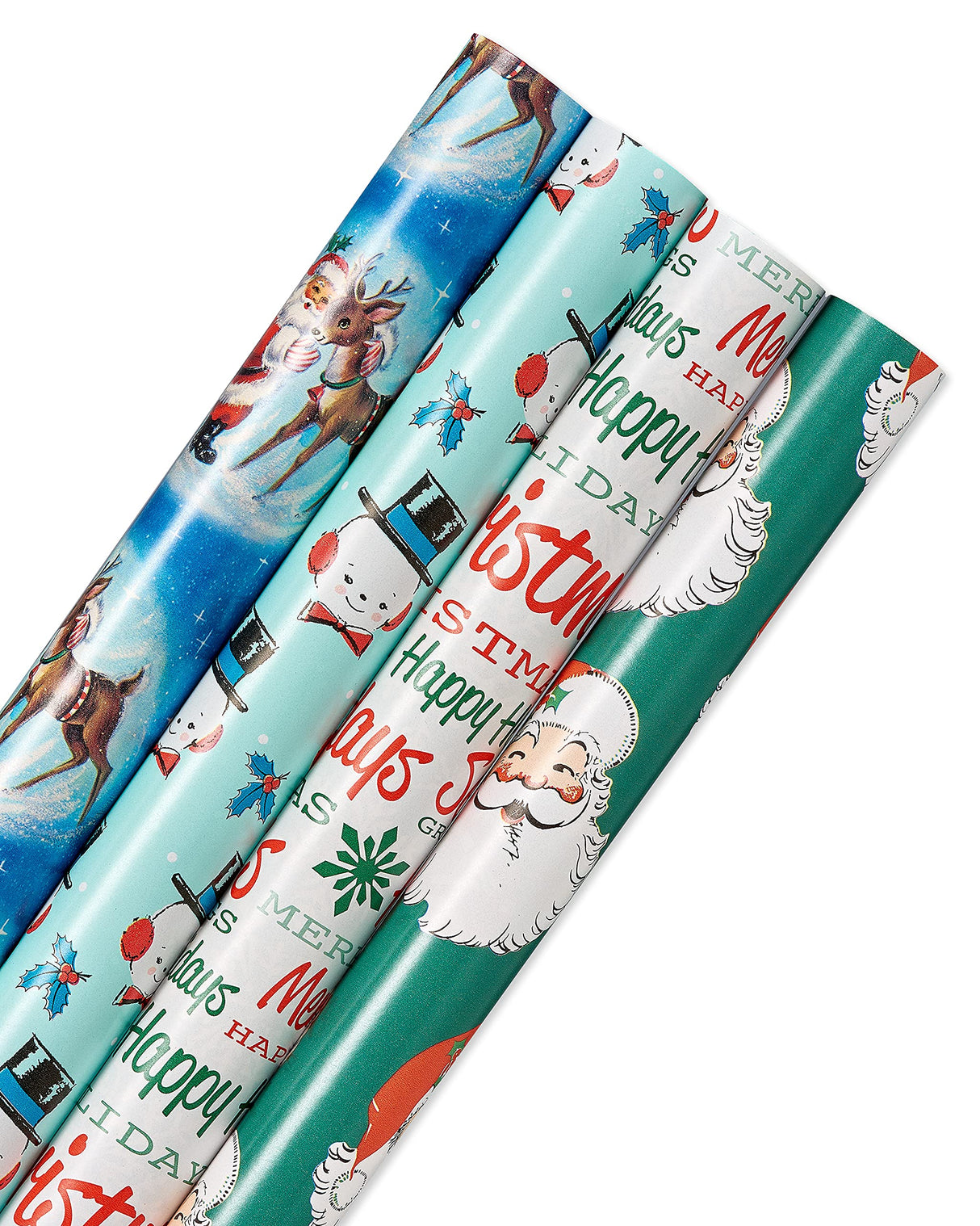 American Greetings 120 sq. ft. Vintage Christmas Wrapping Paper Bundle, Gingerbread, Ornaments, Peppermints (3 Extra Wide Rolls 40 in. x 12 ft.)
