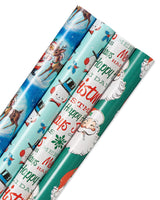 American Greetings 120 sq. ft. Vintage Christmas Wrapping Paper Bundle, Gingerbread, Ornaments, Peppermints (3 Extra Wide Rolls 40 in. x 12 ft.)