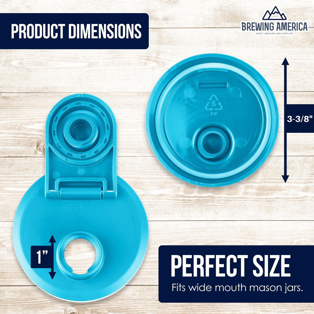 Brewing America Mason Jar Cold Brew Coffee Maker Infuser: Made in USA Wide Mouth Mason Jar with Screw Top Pour and Drinking Lid, Stainless Steel Filter - Coffee, Tea, Alcohol - 2 Quart 64 oz Blue Lid