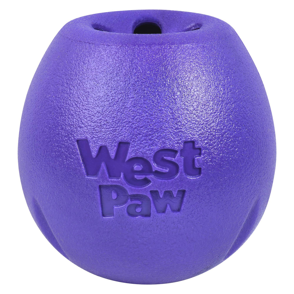 West Paw Zogoflex Rumbl Treat-Dispensing Dog Toy – Interactive Slow-Feeder Chew – Enrichment Toy Moderate Chewers, Fetch, Catch – Holds Kibble, (Eggplant, Large)