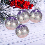 Glass Christmas Tree Ornaments - 67mm/2.625" [4 Pieces] Decorated Balls from Christmas by Krebs Seamless Hanging Holiday Decor (Frost with Blue & Silver Bethlehem Scene)