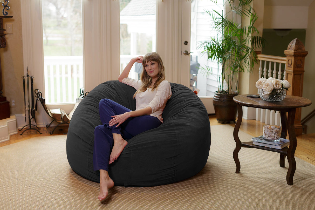Chill Sack Bean Bag Chair: Giant 6' Memory Foam Furniture Bean Bag - Big Sofa with Soft Micro Fiber Cover, Charcoal
