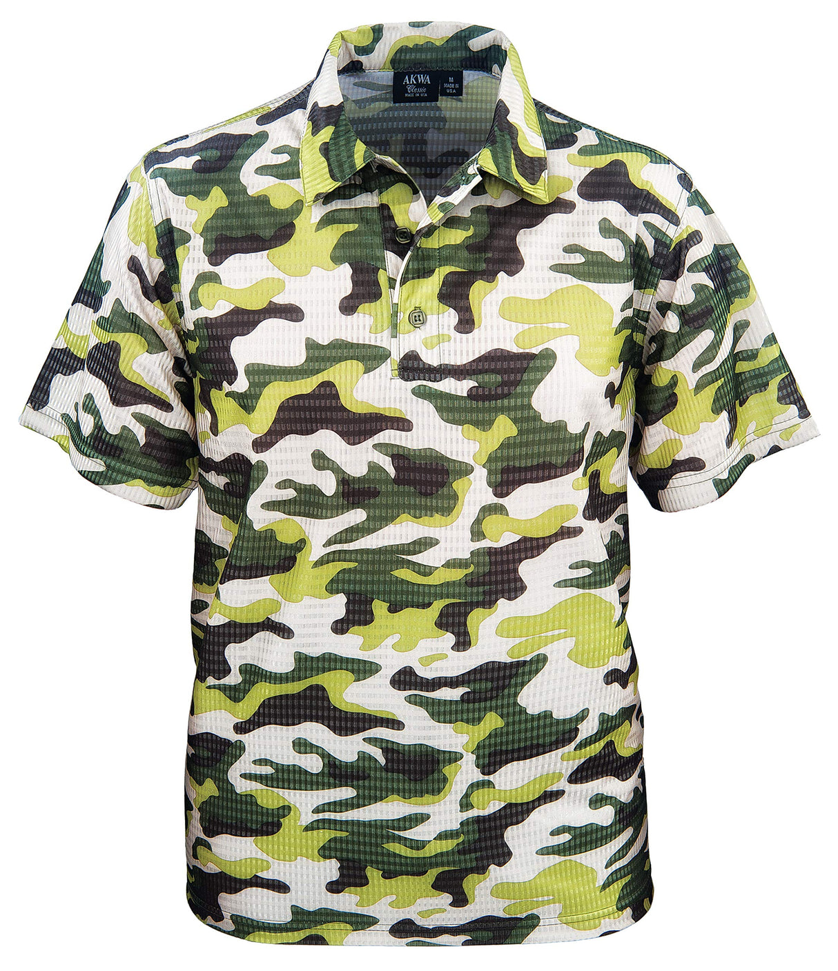 Akwa Men's Made in USA Camouflage Camo Polo Shirt with Moisture Wicking Polyester