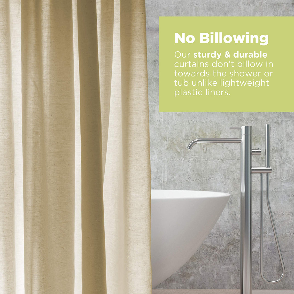 Bean Products Cotton Shower Curtain (White), [70" x 74"] | All Natural Materials| Works with Tub, Bath and Stall Showers