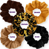 Velvet Scrunchies 5-Pack Gift Set Mini Size Premium Plush Soft Ponytail Holder Made in the USA Pine Teal Blue Aqua Jade Teal Green