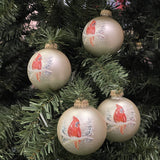 Glass Christmas Tree Ornaments - 67mm/2.625" [4 Pieces] Decorated Balls from Christmas by Krebs Seamless Hanging Holiday Decor (Frost with Blue & Silver Bethlehem Scene)