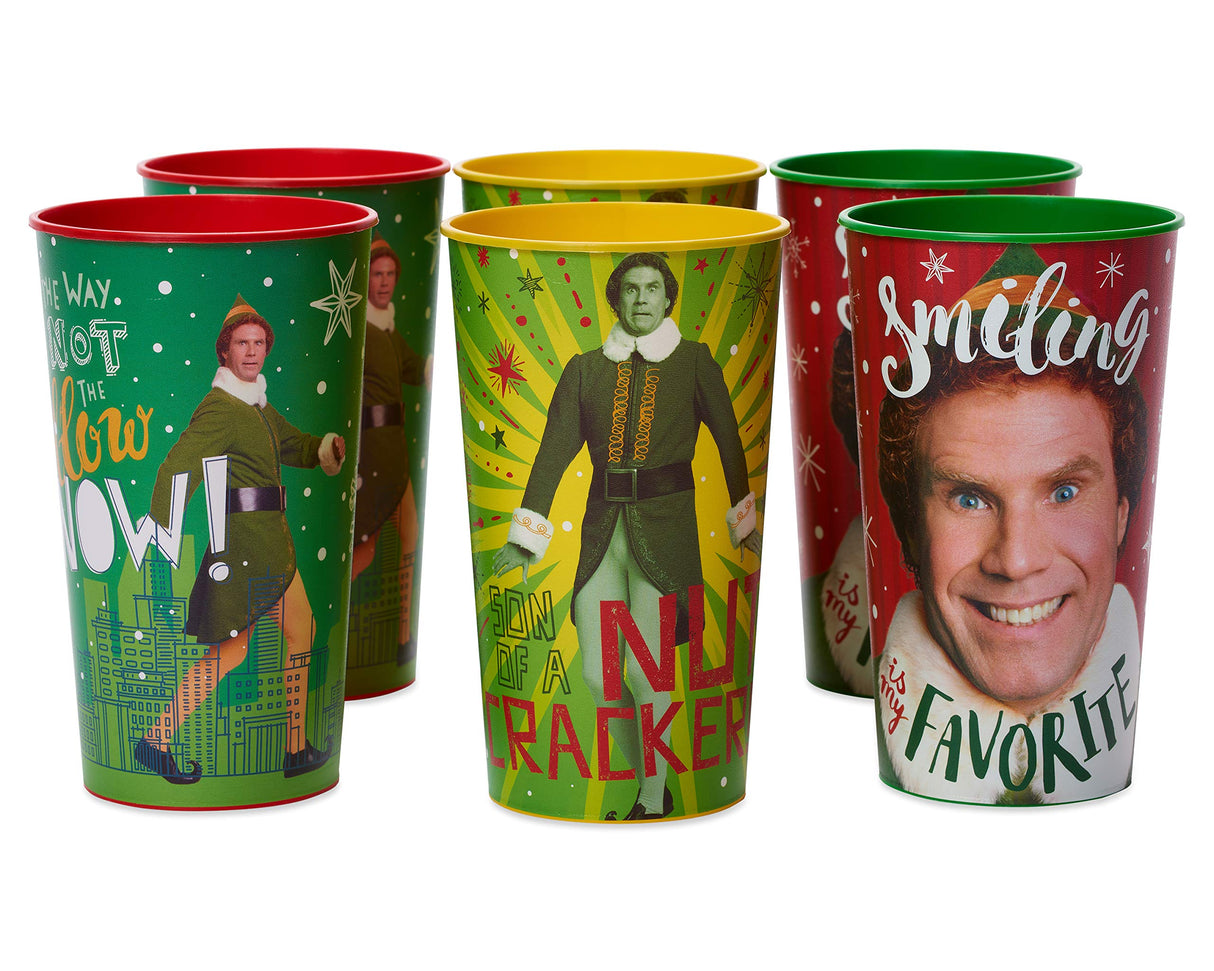 American Greetings 8-Count 16 oz. Reusable Plastic Cups, Santa and Snowman Christmas Party Supplies
