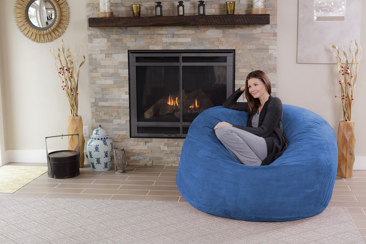 Chill Sack Bean Bag Chair: Giant 5' Memory Foam Furniture Bean Bag - Big Sofa with Soft Micro Fiber Cover - Black