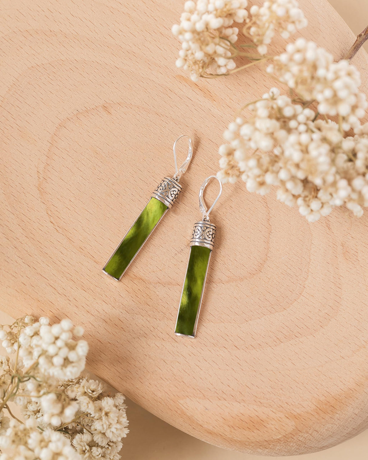 Recycled Antique Bottle and Dishware and Sterling Silver Bottoms Up Lever Back Earrings (Vintage Mason Jar)