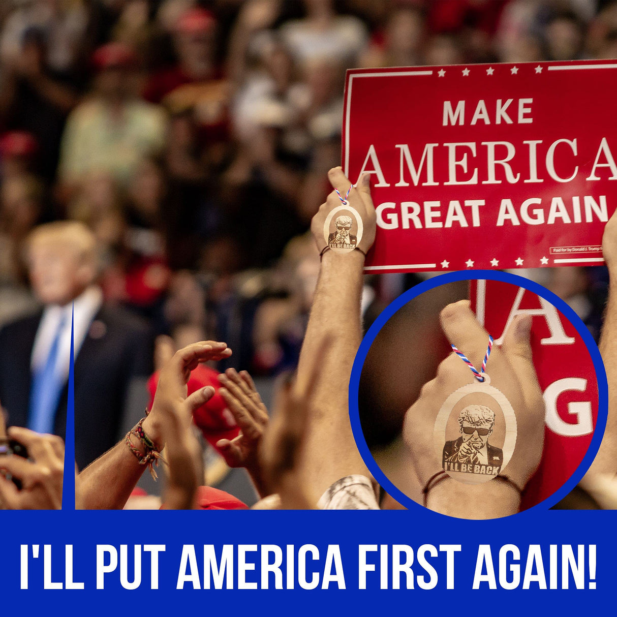 2024 Donald Trump Ornaments - I'll Be Back Wooden Decor - USA Made Christmas Ornament - Patriotic Decorations for American Constitutional Patriots - Wood Gift for Home, Office, Car