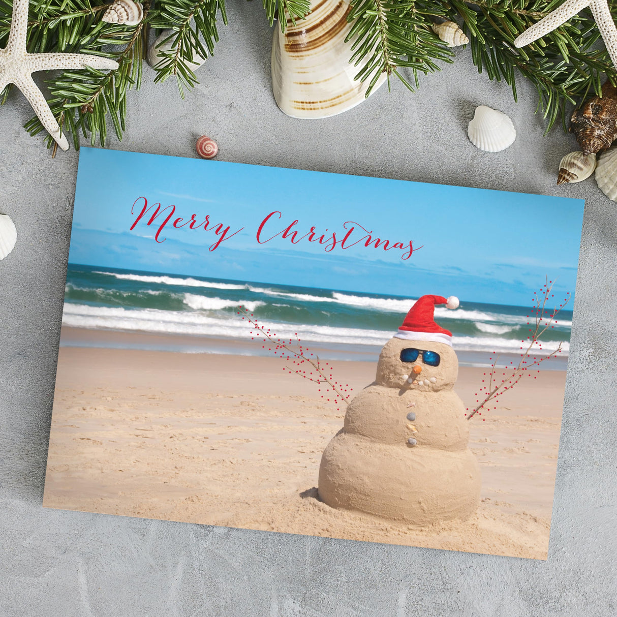 Masterpiece Sparkling Santa Christmas Cards / 16 Festive Holiday Cards Set With White Envelopes / 5 5/8" x 7 7/8" Winter Gold Foil Greeting Cards With Inside Verse/Made In The USA