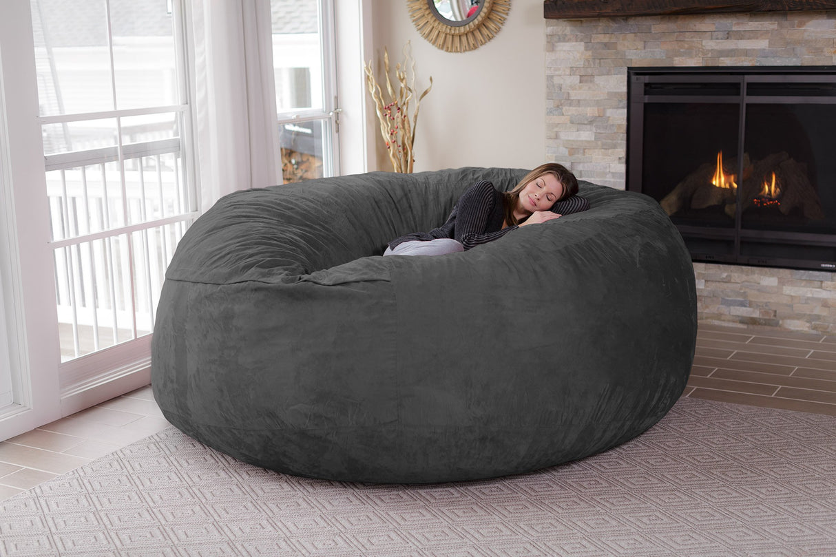 Chill Sack Bean Bag Chair: Giant 8' Memory Foam Furniture Bean Bag - Big Sofa with Soft Micro Fiber Cover - Charcoal