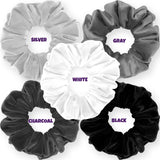 Velvet Scrunchies 5-Pack Gift Set Mini Size Premium Plush Soft Ponytail Holder Made in the USA Pine Teal Blue Aqua Jade Teal Green