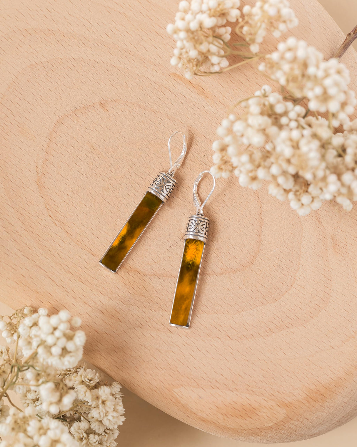Recycled Antique Bottle and Dishware and Sterling Silver Bottoms Up Lever Back Earrings (Vintage Mason Jar)