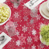 Fabric Textile Products Round Tablecloth, 100% Milliken Polyester, Machine Washable, 90" Round, Red Christmas Reindeer