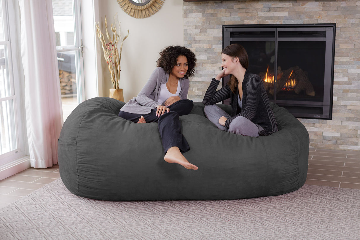Chill Sack Memory Foam Bean Bag Lounger, 7.5-Feet, Red Furry