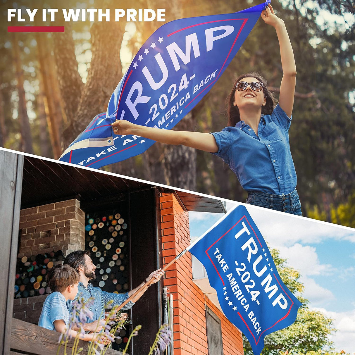 Donald Trump Flags 3x5 Outdoor Indoor, Made in USA Trump 2024 Flag With 2 Brass Grommets, Large Heavy Duty American President Republican Banner, Cool MAGA Flag for Boat, Room, Car, Garden, Wall, Truck
