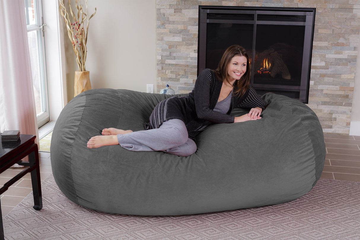 Chill Sack Memory Foam Bean Bag Lounger, 7.5-Feet, Red Furry