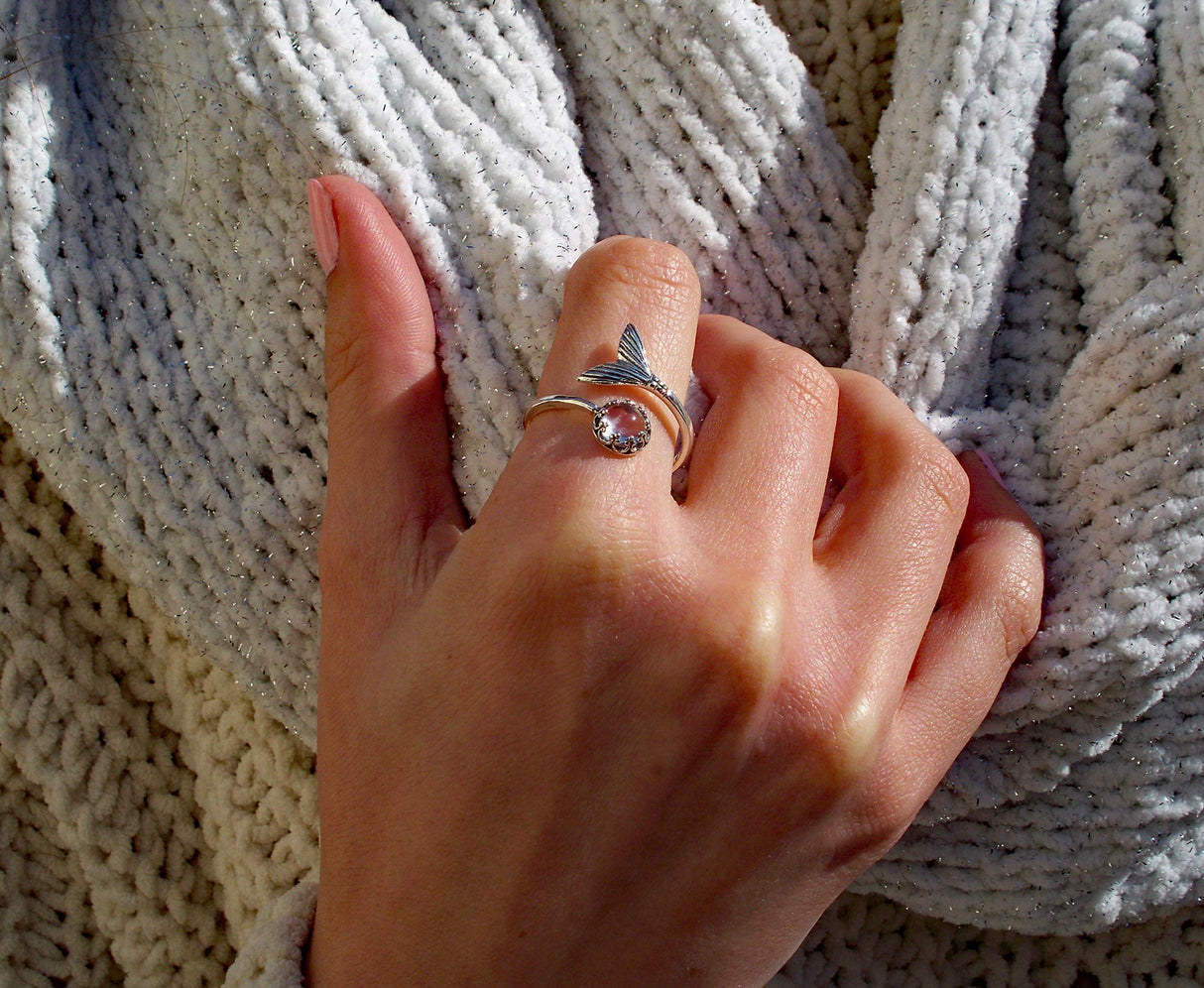 Bottled Up Designs Handmade Mermaid Adjustable Ring, Recycled Bottle Glass, Sterling Silver, Eco Friendly, Made in USA, Birthday Gifts, Mothers Day, Women, Anniversary (Mason Jar Aqua)