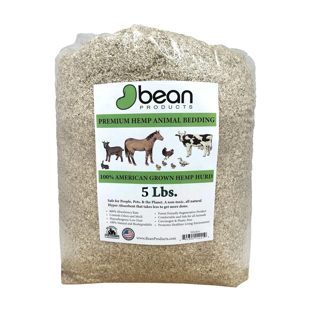 Hemp Chicken and Animal Bedding 8 Lbs of Natural Ground Hurds - SUPER ABSORBENT- DUST FREE- for your CHICKENS, Horse, Rabbit, Reptile, Hamster, Cage Coop or CAT LITTER - USA Grown - Carbon Negative