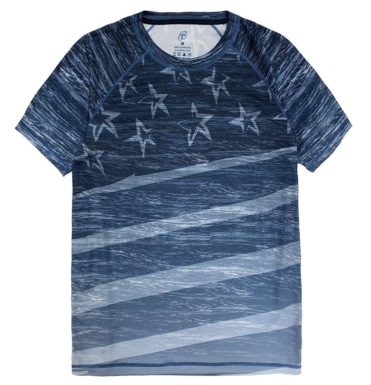 US Flag Tee Performance Men's Made in USA Patriotic American Flag Crew Neck T-Shirt