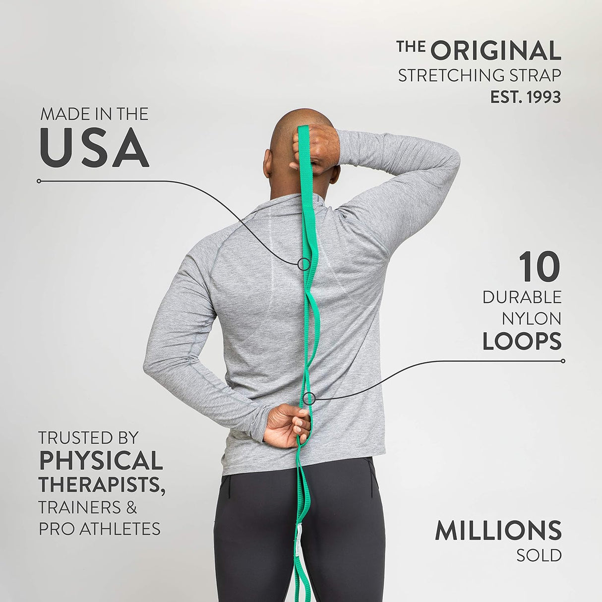 OPTP The Original Stretch Out Strap with Exercise Poster, USA Made Top Choice Stretch Out Straps for Physical Therapy, Yoga Stretching Strap or Knee Therapy Strap