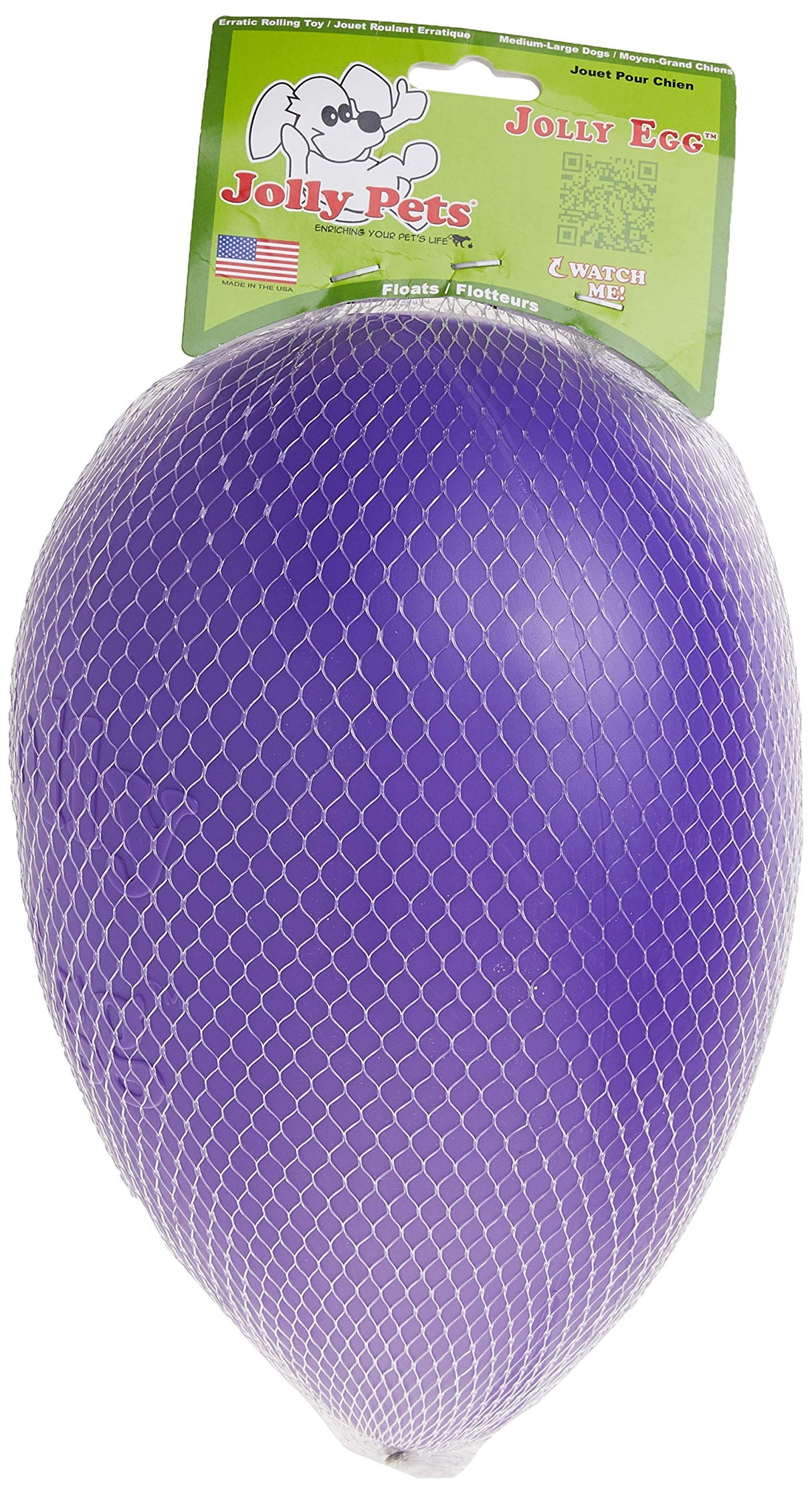 Jolly Pets Jolly Egg Dog Toy, 12 Inches/Large, Purple