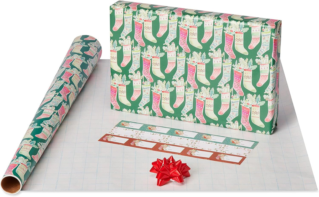 American Greetings 120 sq. ft. Christmas Wrapping Paper Set, Kathy Davis Designs (4 Rolls 30 in. x 12 ft., 7 Bows, 30 Gift Tags)