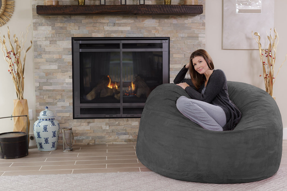 Chill Sack Bean Bag Chair: Giant 5' Memory Foam Furniture Bean Bag - Big Sofa with Soft Micro Fiber Cover - Black