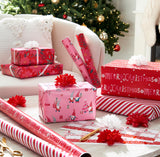 American Greetings 120 sq. ft. Pink Christmas Wrapping Paper Set, Red and Pink (4 Rolls 30 in. x 12 ft., 7 Bows, 30 Gift Tags)