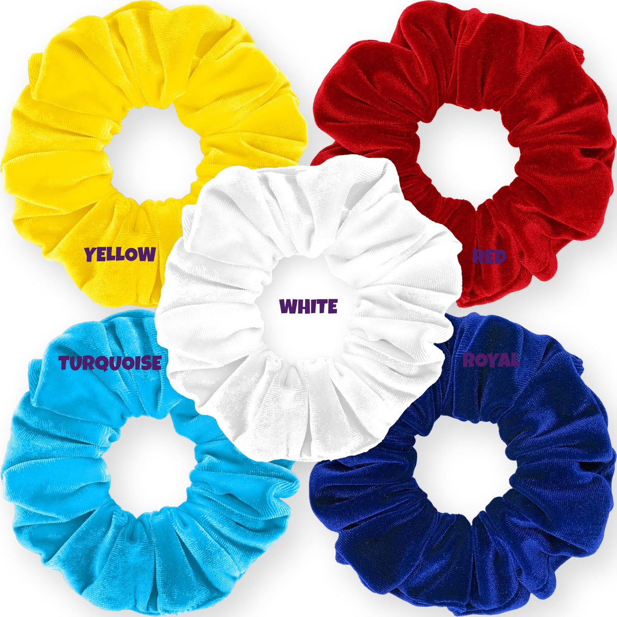 Velvet Scrunchies 5-Pack Gift Set Mini Size Premium Plush Soft Ponytail Holder Made in the USA Pine Teal Blue Aqua Jade Teal Green