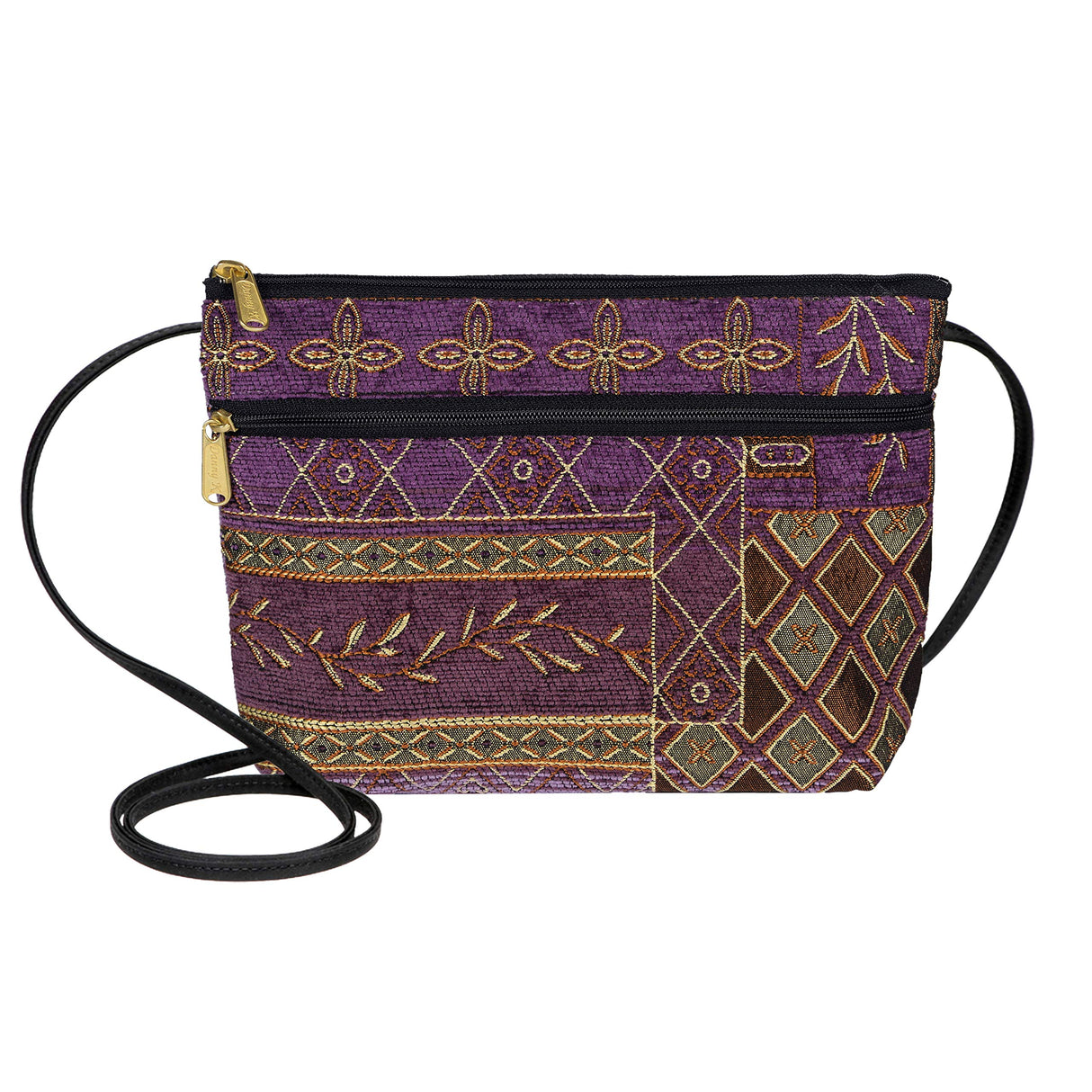 Danny K. Women's Tapestry Zipper Purse Crossbody Handbag, Adjustable Cord, Handmade in USA