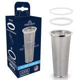 Brewing America Mason Jar Cold Brew Coffee Maker Infuser: Made in USA Wide Mouth Mason Jar with Screw Top Pour and Drinking Lid, Stainless Steel Filter - Coffee, Tea, Alcohol - 2 Quart 64 oz Blue Lid